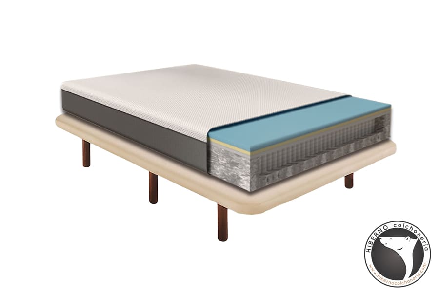 Pack Colchón Emma Hybrid Premium y Base Tapizada Ares Relax