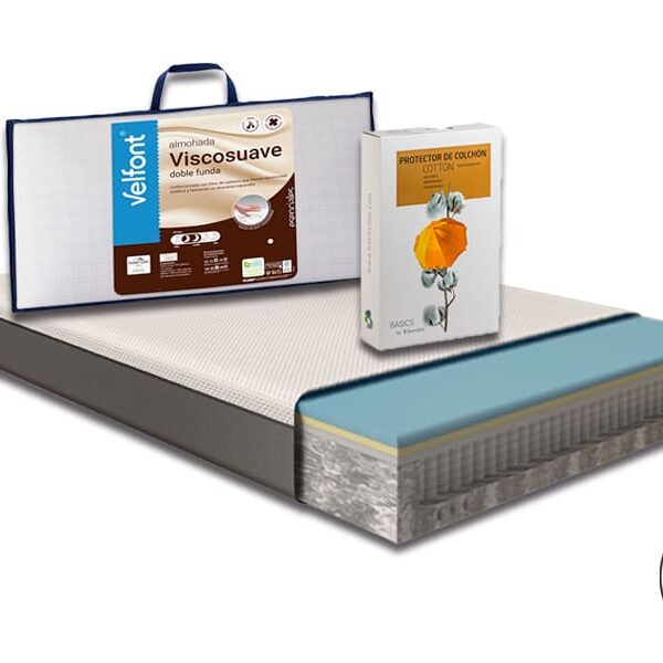 Pack Colchón Emma Hybrid Premium, Almohada Viscosuave y Protector Cotton